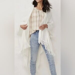 LC Lauren Conrad Shawl Open Front Wrap Fringed OS